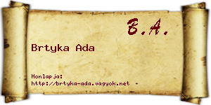 Brtyka Ada névjegykártya